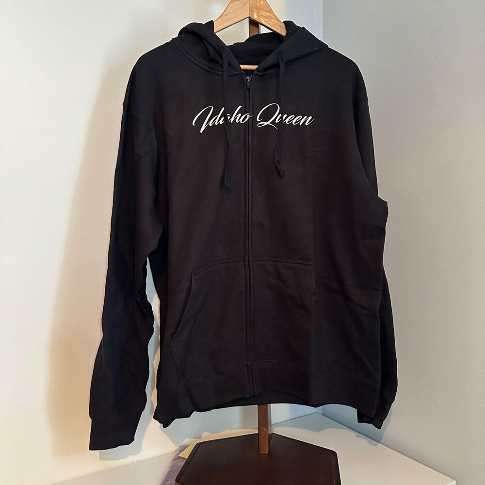 NWOT, Idaho Queen Womens Pullover Black Sweatshirt Hoodie, Size XL